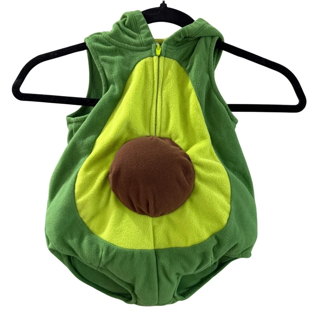 Carters Baby Avocado Halloween Costume Fleece Vest Hooded Green 6-9 Months - Picture 2 of 7